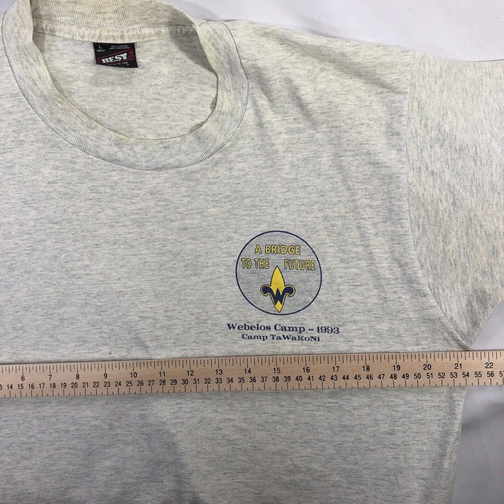 VTG WEBELOS CAMP 1993 TAWAKONI SINGLE STITCH USA MADE SHIRT 90s DISCOLORED TEE L - Picture 11 of 12